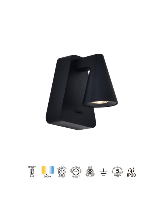Aplique LED de pared AFRICA 5W interruptor ON/OFF - MANTRA