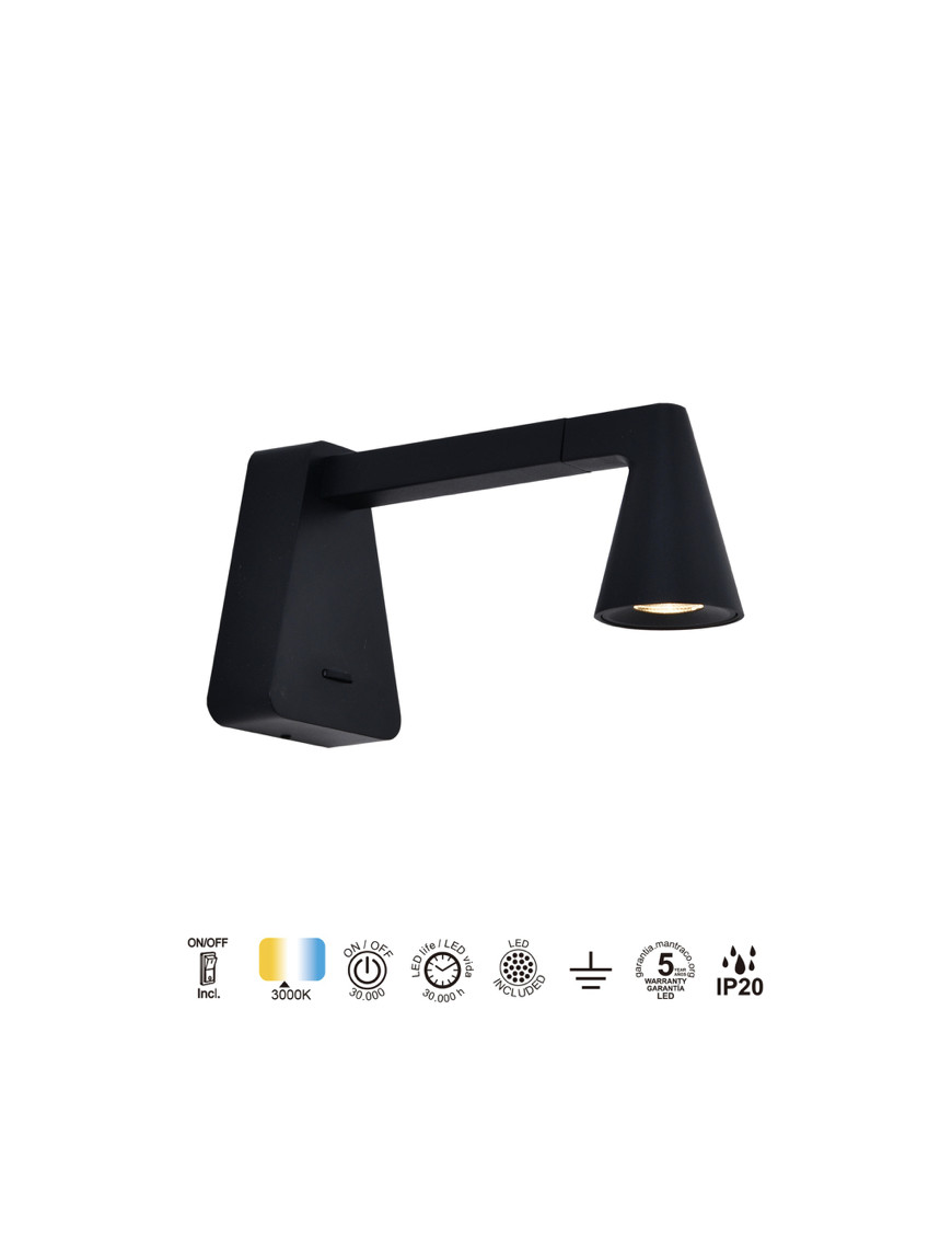 Aplique LED de pared AFRICA 5W interruptor ON/OFF - MANTRA