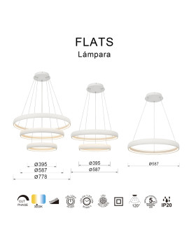 Lámpara colgante LED FLATS 122W TRIAC - MANTRA