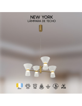 Lámpara de Techo LED NEW YORK Oro 24W 1850lm 3000K – Mantra
