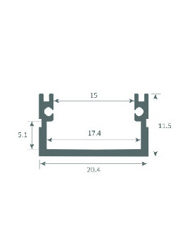 Perfil de Aluminio para Superficie 1m para Tiras de LED hasta 15mm -LUZ NEGRA-