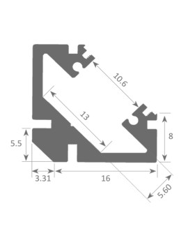 Perfil de Aluminio Angular 1m para Tiras de LED hasta 13mm -LUZ NEGRA-