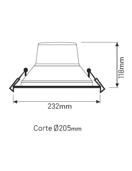 Foco Downlight LED 28W Circular Corte Ø205mm