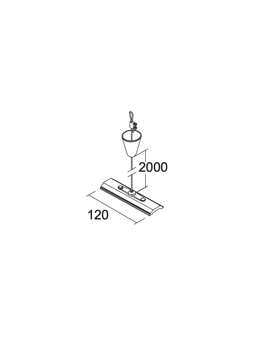 Kit Suspensión para Carril Trifásico 2000mm y Placa 120mm - IVELA