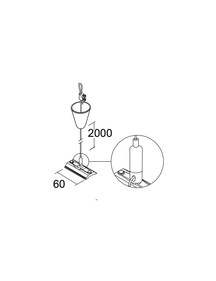 Kit Suspensión para Carril Trifásico 2000mm y Placa 60mm con Bloqueo - IVELA