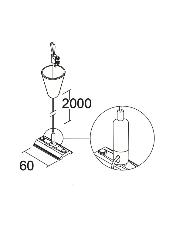 Kit Suspensión para Carril Trifásico 2000mm y Placa 60mm con Bloqueo - IVELA